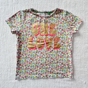 Mini Boden One Love Metallic Print Floral Tee GUC 6/7